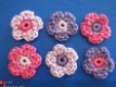 ** Setje van 6 paars/lila/roze gehaakte bloemetjes (3 cm) - 0 - Thumbnail