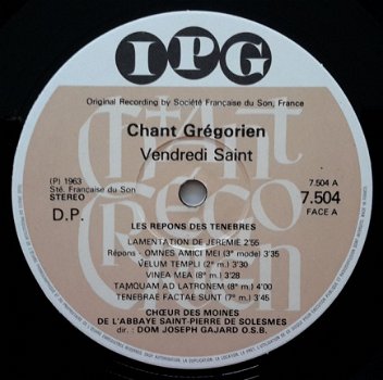 LP - Vendredi-Saint - Chant Grégorien - 1