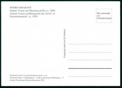 KLEDERDRACHT Noord-Brabant, Meierijse poffer plm 1890 en kovel Moergestel plm 1920 - Zomerpostzegel - 2