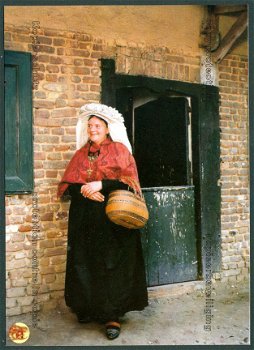 KLEDERDRACHT Noord-Limburg, vrouw met toer en borsthanger plm 1910 - Zomerpostzegel - 1