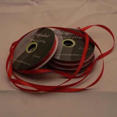 3mm satijnlint, 10m lang, kerst rood - nr. 1