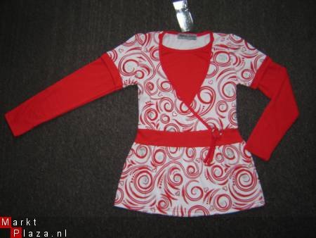 SUPER Tuniek Rood/Wit met print maat 10 - 2