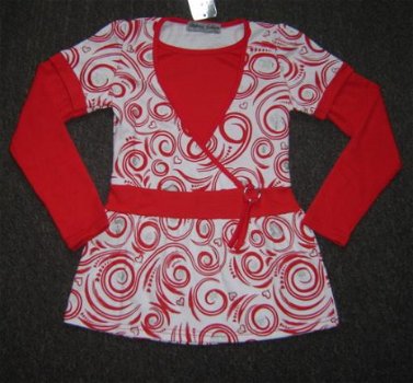 SUPER Tuniek Rood/Wit met print maat 4 - 1