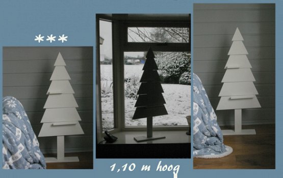 houten 'kerstboom' voor o.a. voor het raam/in de vensterbank - 1