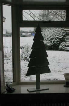 houten 'kerstboom' voor o.a. voor het raam/in de vensterbank - 4