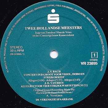 LP - Twee Hollandse Meesters - Jaap van Zweden, Han de Vries - 1