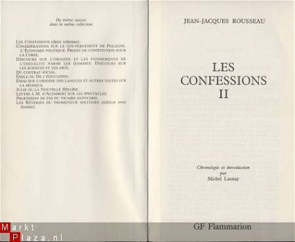 JEAN-JACQUES ROUSSEAU**LES CONFESSIONS II**GF FLAMMARION - 3