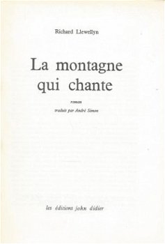 RICHARD LLEWELLYN**LA MONTAGNE QUI CHANTE**SOFTCOVER**DIDIER - 3