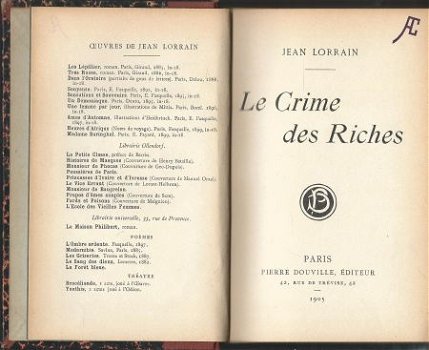 JEAN LORRAIN**LE CRIME DES RICHES**1905**RELIURE*P.DOUVILLE* - 2