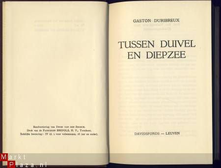 GASTON DURIBREUX**TUSEN DUIVEL EN DIEPZEE**HARDCOVER - 2