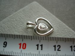 Zilveren Hart in Hartje zirkonia hanger (vast oog)