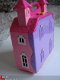 paars en rose uitklapbaar poppenhuis 29x25 cm met torentjes - 1 - Thumbnail
