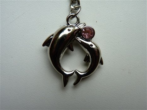Sleutelhanger / tashanger dolfijnen (roze) - 1