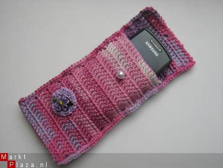 ** Gehaakt mobielhoesje (marmer roze/paars) - Afbeelding 3