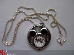 ** Mickey & Minnie Mouse horloge ketting (zwart)