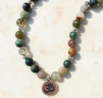 Agaat mala ketting of armband met Ohm bedel - 3