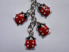 Sleutelhanger / tashanger lieveheersbeestjes (strass)