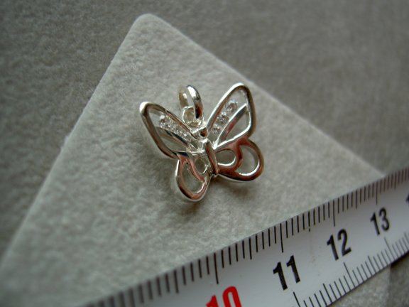 Zilveren vlinder luxe 15mm - Afbeelding 2