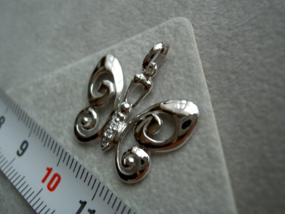 Zilveren vlinder groot luxe 24mm - Afbeelding 3