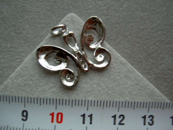 Zilveren vlinder groot luxe 24mm - Afbeelding 4