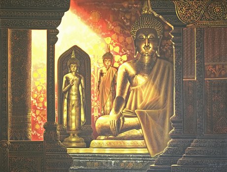 Schilderij Buddha in tempel - 1