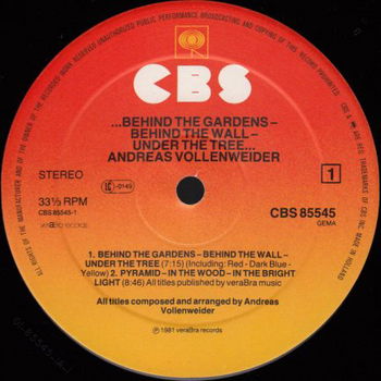 LP - Andreas Vollenweider - Behind the gardens - 1