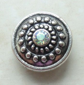 Drukknop/Button met kristal AB CZ, doorsnede 18 mm - 1