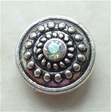 Drukknop/Button met kristal AB CZ, doorsnede 18 mm