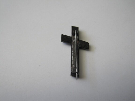 Broche antieke rouwbroche crucifix van zwart hout / GIT jaren 20. - Afbeelding 3