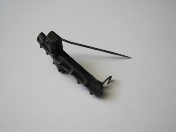 Broche antieke rouwbroche crucifix van zwart hout / GIT jaren 20. - Afbeelding 4