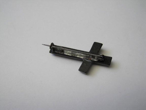 Broche antieke rouwbroche crucifix van zwart hout / GIT jaren 20. - Afbeelding 5