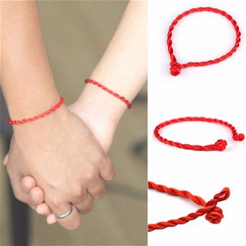 geluks ambandje rood koord armband red lucky bracelet - 3