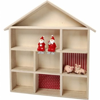 Mini kerst boompjes op houten voetje 5 stuks - 3