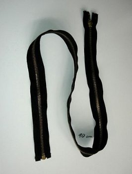 Zwarte metalen jas-rits (90 cm) - 1