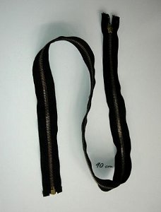 Zwarte metalen jas-rits (90 cm)