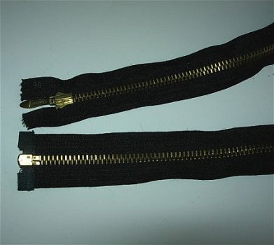 Zwarte metalen jas-rits (90 cm) - 3