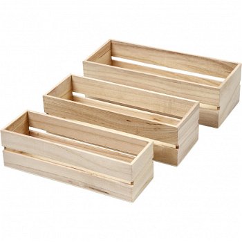 Houten kisten met hartje 20,5+18+15,8cm set 3 stuks valentijn cadeau - 3