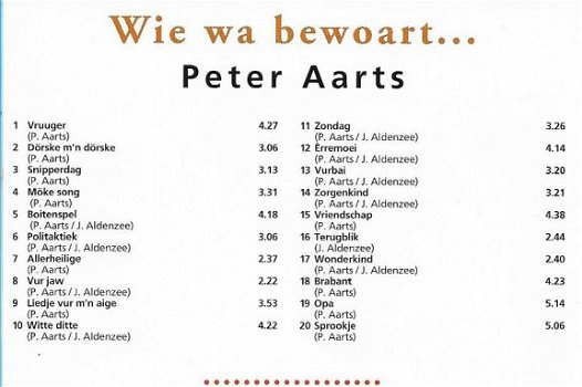 CD - Peter Aarts - Wie wa bewoart... - 1