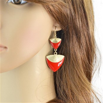 mooie egypte oorbellen rood met goud etnisch farao style 1001 oorbellen - 3
