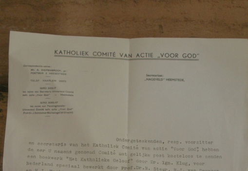 oude brief over boek: 'Het Katholieke Geloof' van Ign. Klug - 2