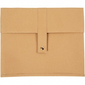 Imitatie Leer papier tablet tas 26,5x22cm lichtbruin - 1