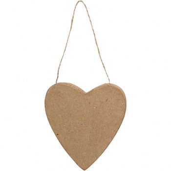 Kartonnen hart met jute touw 12,5cm - 1