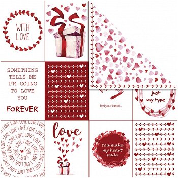 Scrapvellen dubbelzijdig with love 30x30cm 5 vellen - 1