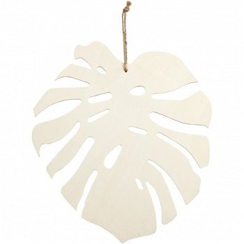 Houten Monstera blad met jute touw 35 cm 1 stuk - 1