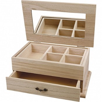 Houten Juwelendoos met lade afm 27x17x12 cm 1 stuk - 1