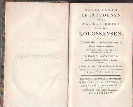 Leerredenen over de Kolossensen, Theodorus Adrianus Clari - 2