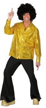 Disco glitter shirt goud maat 48-50 52-54 56-58 - 1