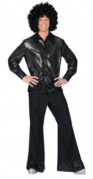 Disco glitter shirt zwart maat 48-50 52-54 56-58 - 1