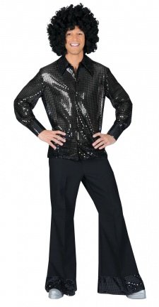 Disco glitter shirt zwart maat 48-50 52-54 56-58