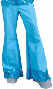 Disco glitter broek aqua Maat 48-50 52-54 56-58